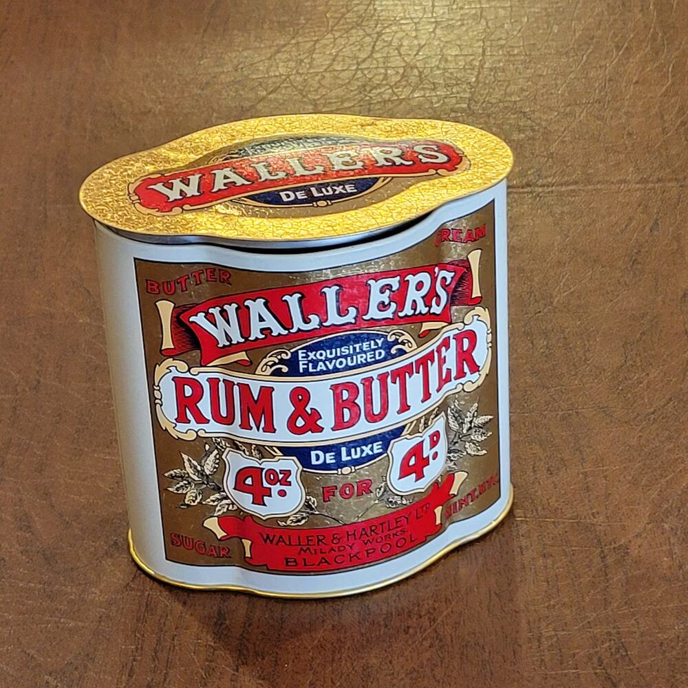Collectible Waller’s Rum & Butter English Candy Tin Can Empty
